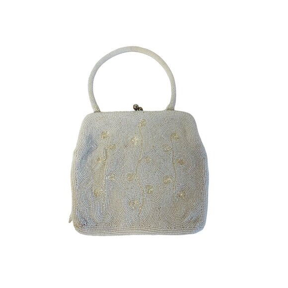 Vintage Beaded Handbag BDelill Handmade In Japan White Bead Embellished Evening - Picture 1 of 5